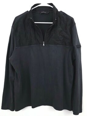 Bugatchi Black Quarter Zip Pullover Men’s Large Cotton Blend Casual Lightweight